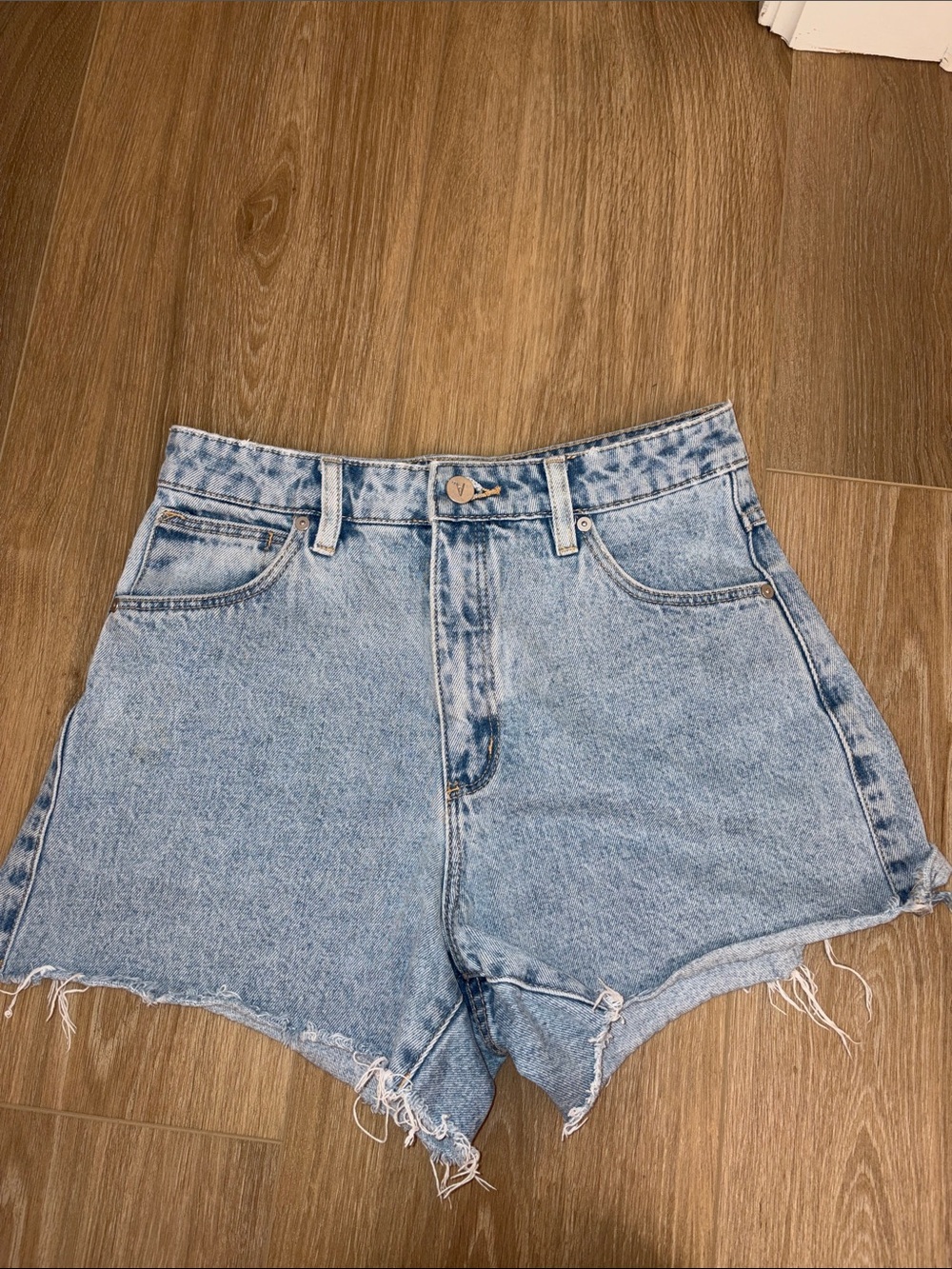 Abrand Valencia Light Blue High-Rise Denim Cutoff Shorts